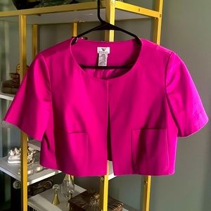 Cropped Hot Pink Bolero Jacket by Worthington. Size SM  97% Cotton, 3% Spandex